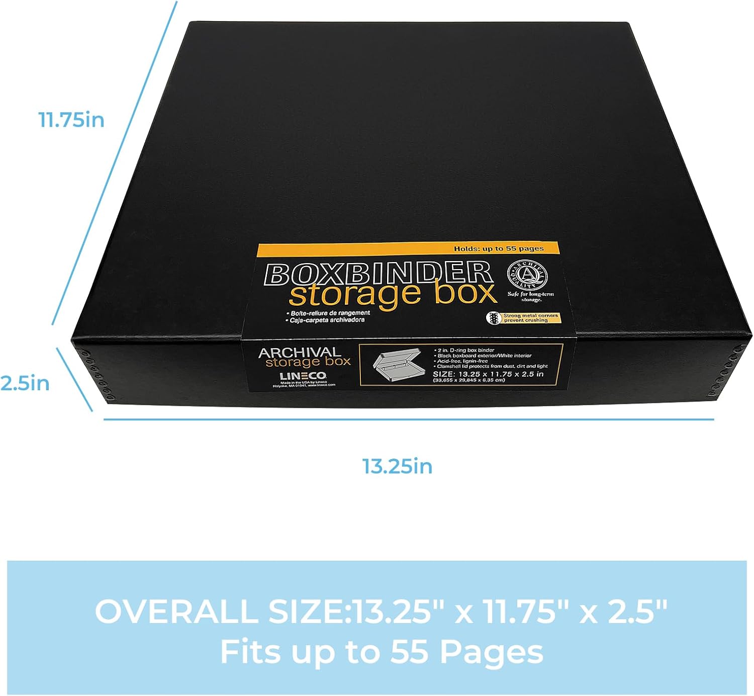 Lineco Archival Oversized 3-Ring Album Box with Clamshell Style Lid